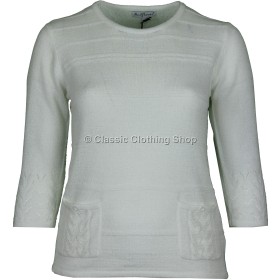 White Plain Three Quarter Sleeve Jumper