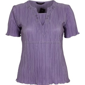 Lilac Short Sleeve Plisse Top