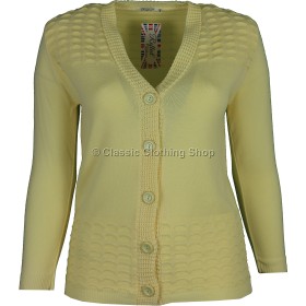 Lemon V Neck Scallop Cardigan