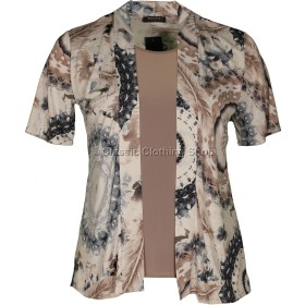 Taupe Abstract Twin-Set Look Slinky Top