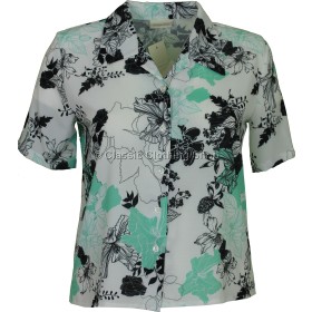 Mint Green Printed Waffle Short Sleeve Blouse