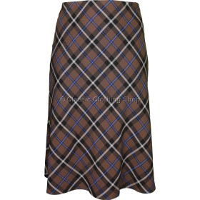 Brown Diamond Check Lined Skirt