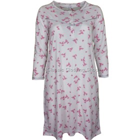 Winter White 'Pink Blossom' Floral Long Sleeve Nightdress