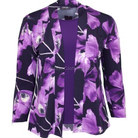 Plum Floral Twin-Set Look Slinky Top