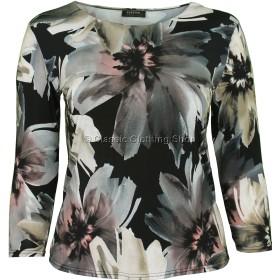 Taupe Floral Printed Slinky Top