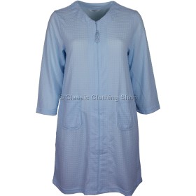 Blue Zip Through Waffle Housecoat / Dressing Gown