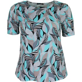 Aqua Abstract Printed Slinky Top