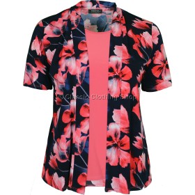Coral Floral Twin-Set Look Slinky Top