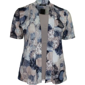 Taupe Abstract Twin-Set Look Slinky Top