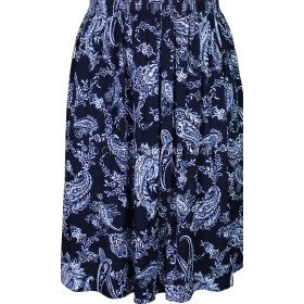 Navy & White Paisley Printed Skirt