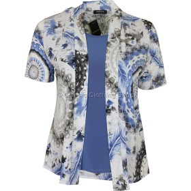 Sky Blue Abstract Twin-Set Look Slinky Top