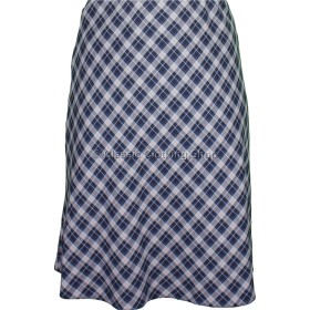Navy/Taupe Diamond Check Lined Skirt