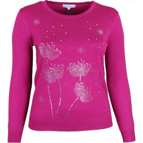 Cerise Plain Round Neck Long Sleeve Jumper 