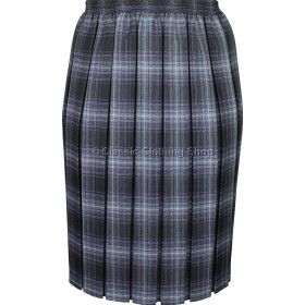 Charcoal Grey Fully Elasticated Box Pleated Skirt