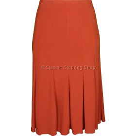 Burnt Orange Plain Lined Panelled Skirt