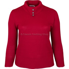 Red High Leaf Neck Plain Jumper