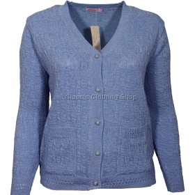 Blue V-Neck Cable Cardigan