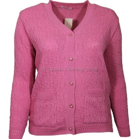 Pink V-Neck Cable Cardigan