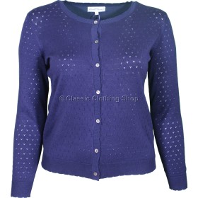 Navy Scallop Edge Pointelle Cardigan