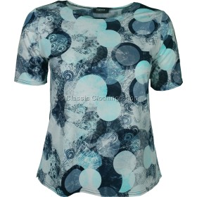 Aqua Abstract Printed Slinky Top