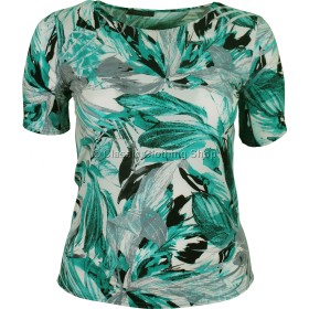 Teal Water Color Print Slinky Top