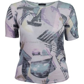 Grey Abstract Print Viscose Top