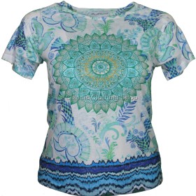 Teal Tribal Print Viscose Top