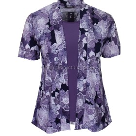 Lavender Floral Print Twin-Set Look Slinky Top