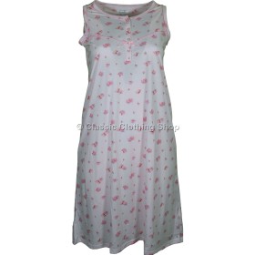 White Floral Sleeveless Nightdress