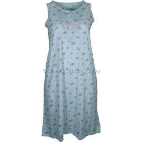 Aqua Floral Sleeveless Nightdress