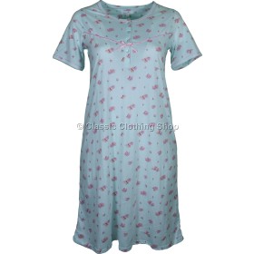 Aqua Floral Short Sleeve Nightdress