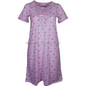 Pink Floral Short Sleeve Nightdress