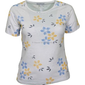 Golden Yellow Raised Floral Print T-Shirt Top