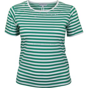 Deep Mint Stripe Embellished T-Shirt Top