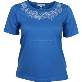 French Blue Embroidered T-Shirt Top