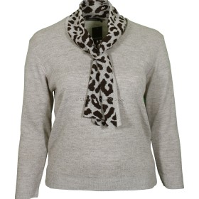 Oatmeal Scarf Neck Plain Jumper