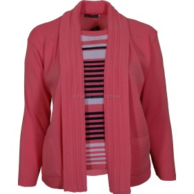 Coral Combination Twin Set Look Jumper