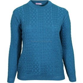 Teal Round Neck Cable Jumper