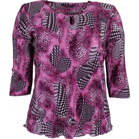 Raspberry Animal Keyhole Plisse Top