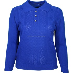 Royal Blue Long Sleeve Collar Jumper