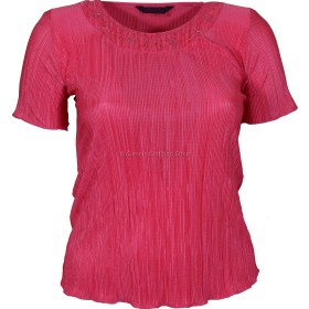 Coral Short Sleeve Plisse Top