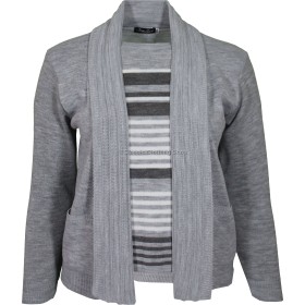 Grey Combination Twin Set Look Jumper
