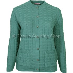 Sage Green Round Neck Cable Cardigan