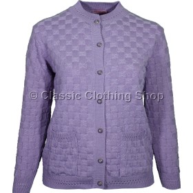 Lilac Round Neck Cable Cardigan